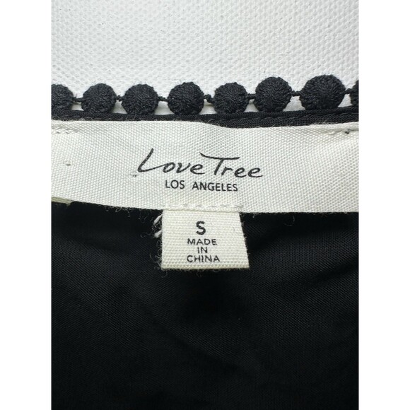 Love Tree Black Boho Floral Embroidered Bell Sleeve Tassel Blouse‎ Women's SMALL - Picture 8 of 13